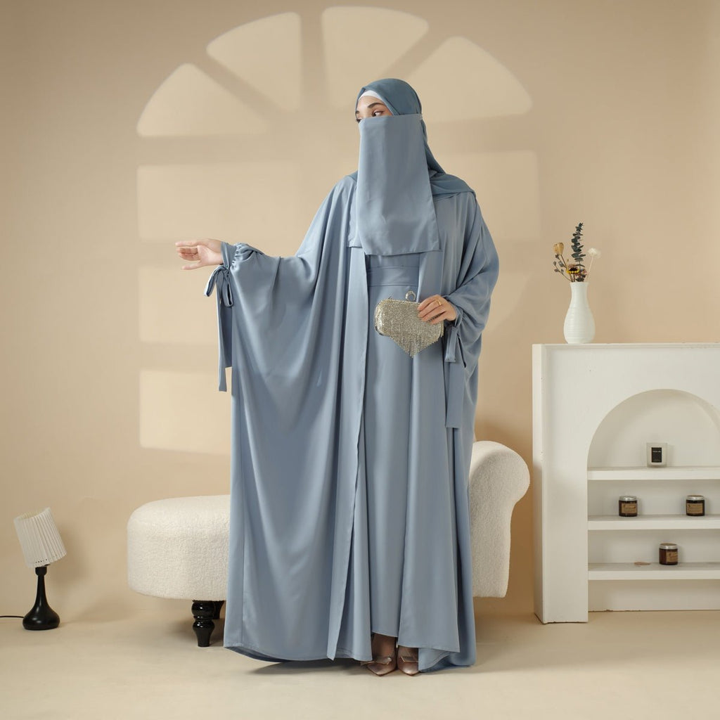 Mariam's Collection 5-Piece Set Farasha Abaya, Premium Farasha Textured Open Abaya (MOA095) — construction detail