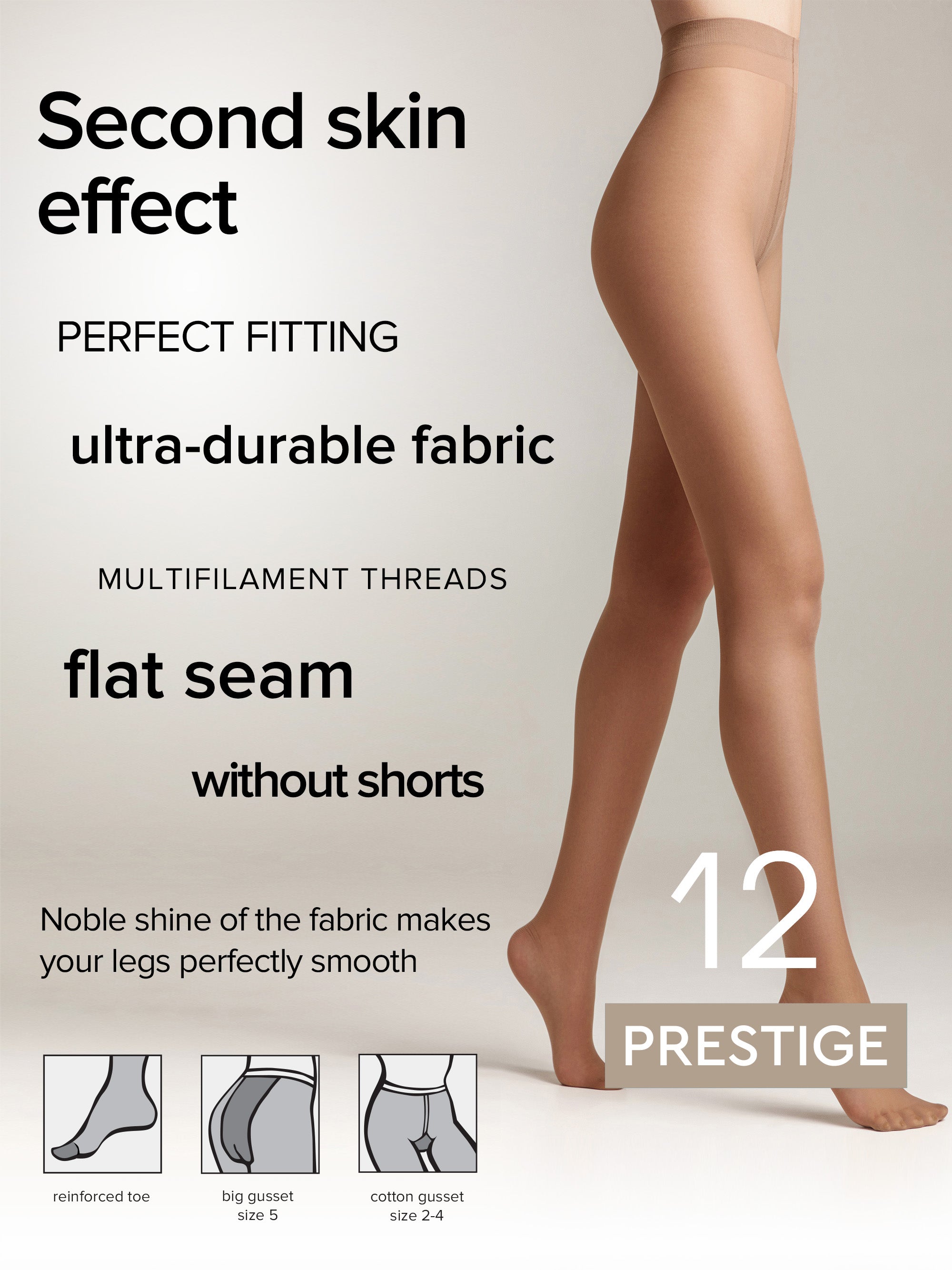 TheRanok.com Tights Conte Prestige 12 Den - Sheer to Waist Noble Shine — detail close-up