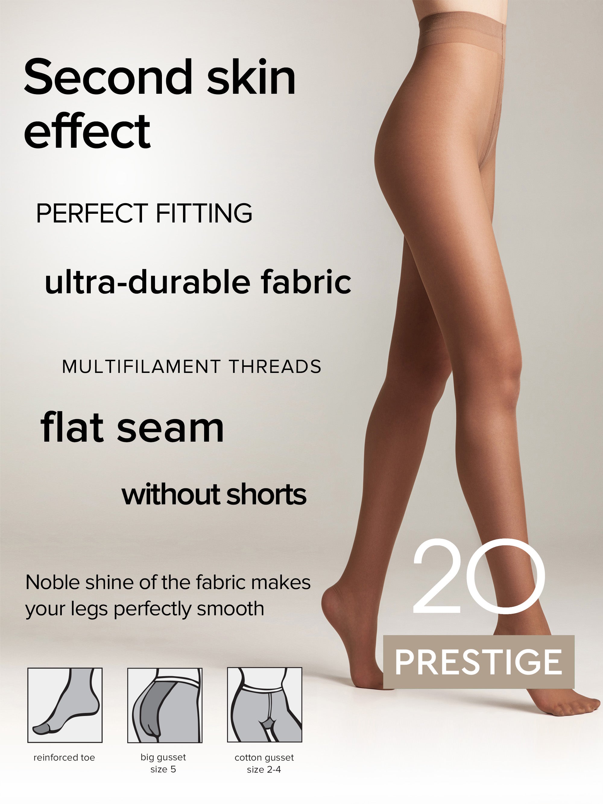 TheRanok.com Tights Conte Prestige 20 Den - Sheer to Waist Noble Shine — back view