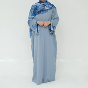 Printed Cuff Nida Abaya & Hijab Set | Relaxed Pocket Maxi Dress Abaya (MA360)
