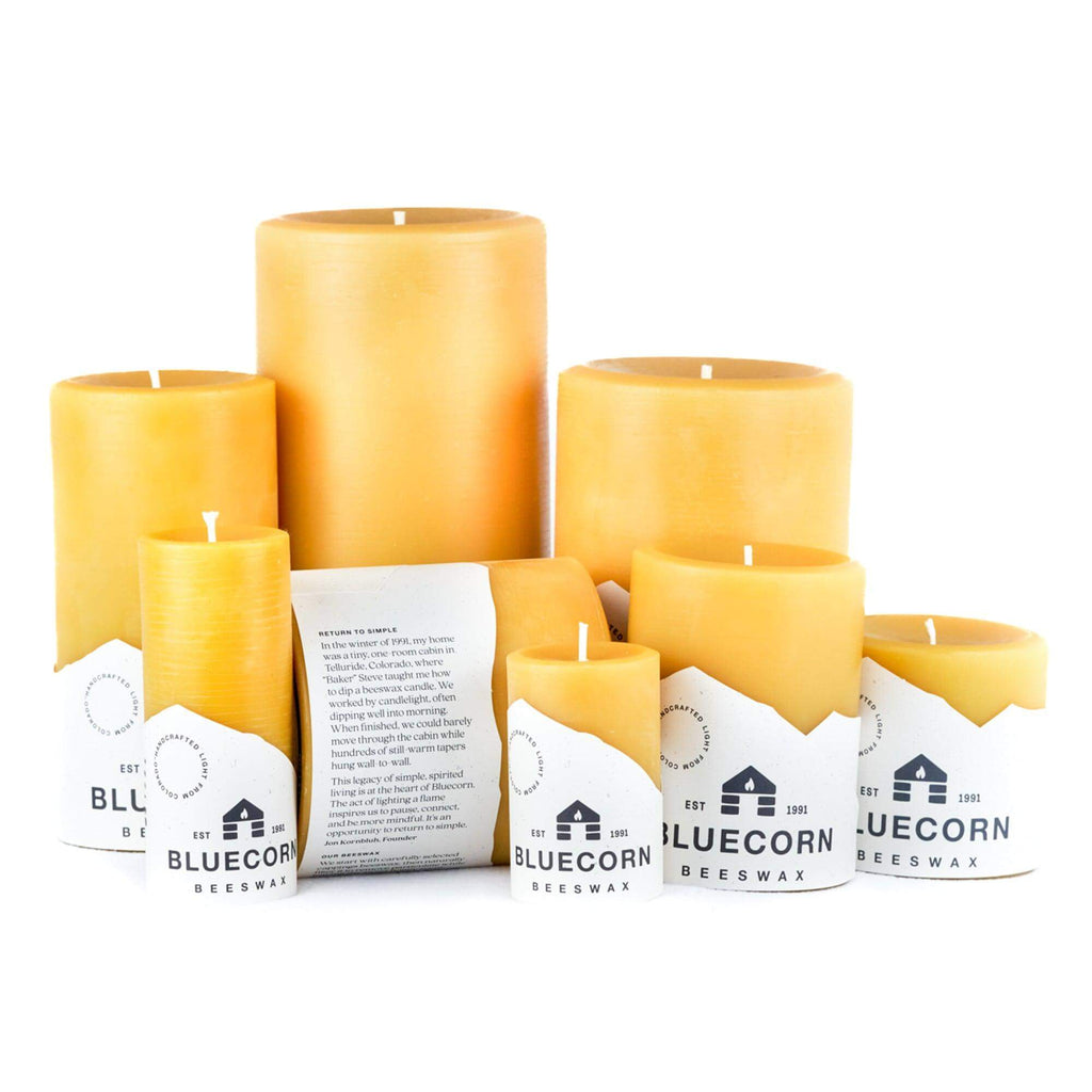 Bluecorn Candles Pure Beeswax Pillar Candles — main product shot