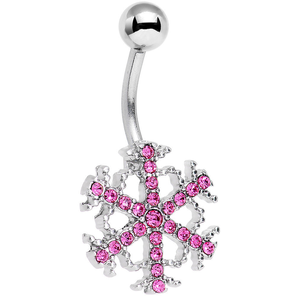 BodyCandy Pink Gem Wonderful Winter Snowflake Belly Ring — main product shot