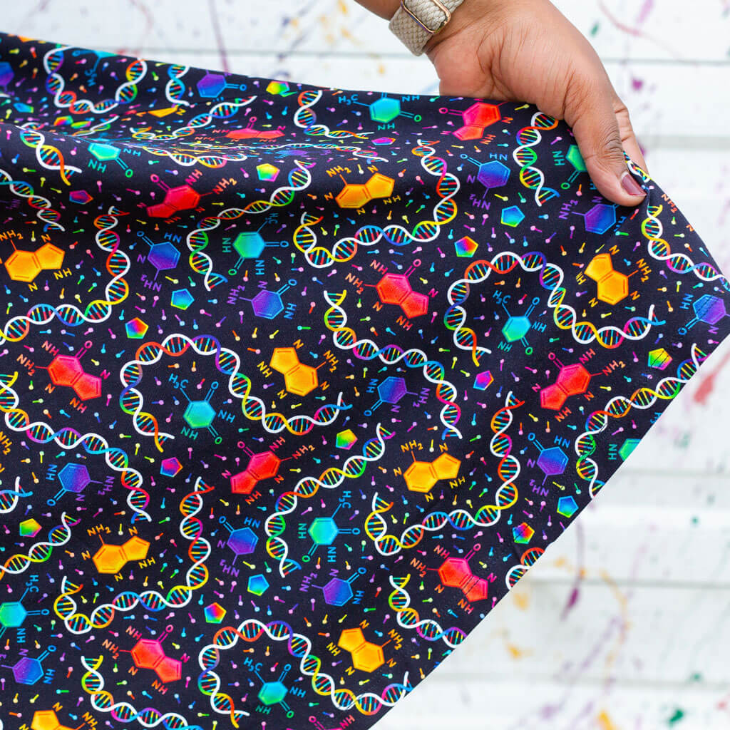 Princess Awesome & Boy Wonder Adult "Party in the DNA" Chemistry Skirt With Pockets — detail close-up
