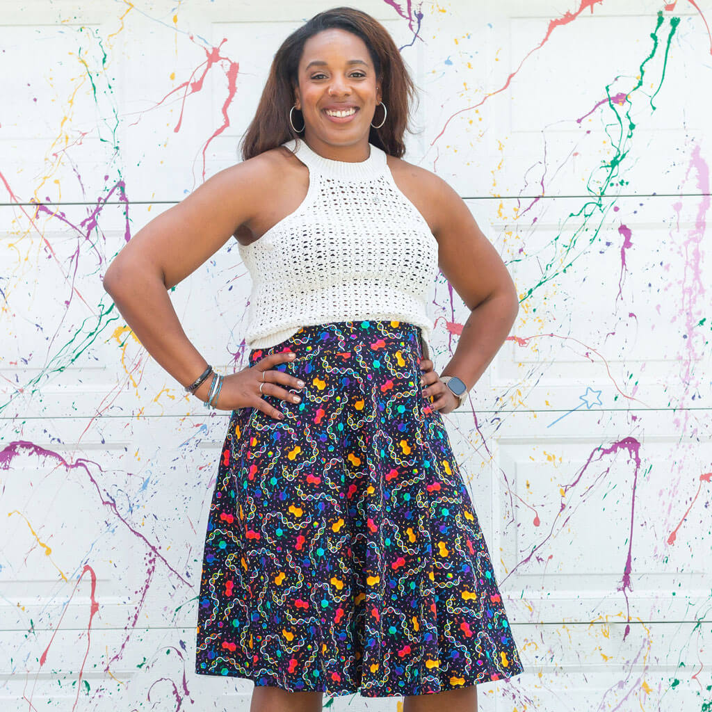 Princess Awesome & Boy Wonder Adult "Party in the DNA" Chemistry Skirt With Pockets — main product shot
