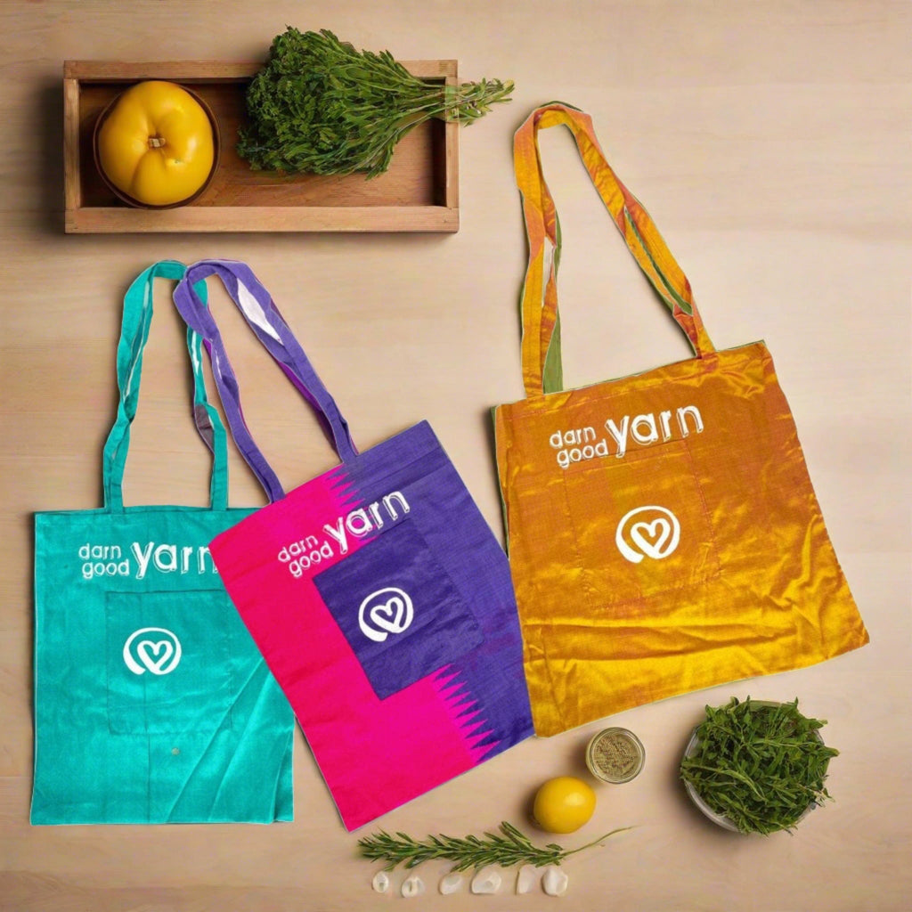 Darn Good Yarn Darn Good Yarn Recycled Sari Silk Tote Bag — main product shot