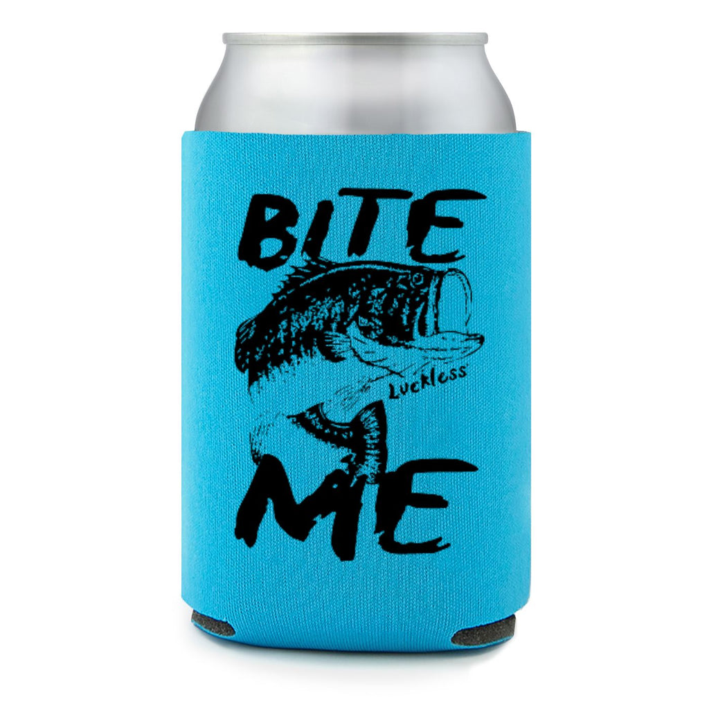 Luckless Outfitters Bite Me Koozie — detail close-up
