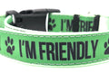 Rewarding Rover LLC I'M FRIENDLY Dog Collar | Green Social Pet Gear, 14-21.5 Inches — image 1