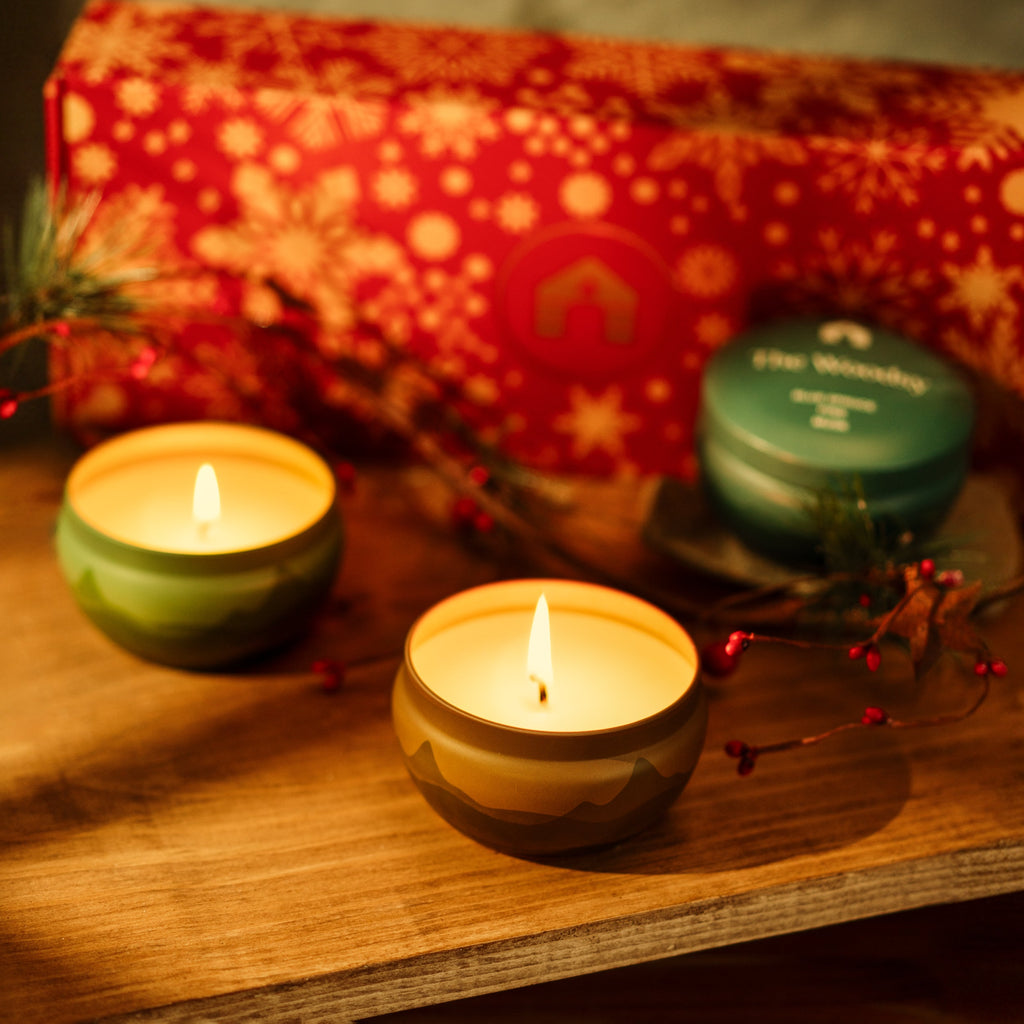 Bluecorn Candles Scented Candle Gift Set - Three 8oz Aromática Coconut Wax Candle Tins - Pumpkin, Pine & Woodsy — color variant