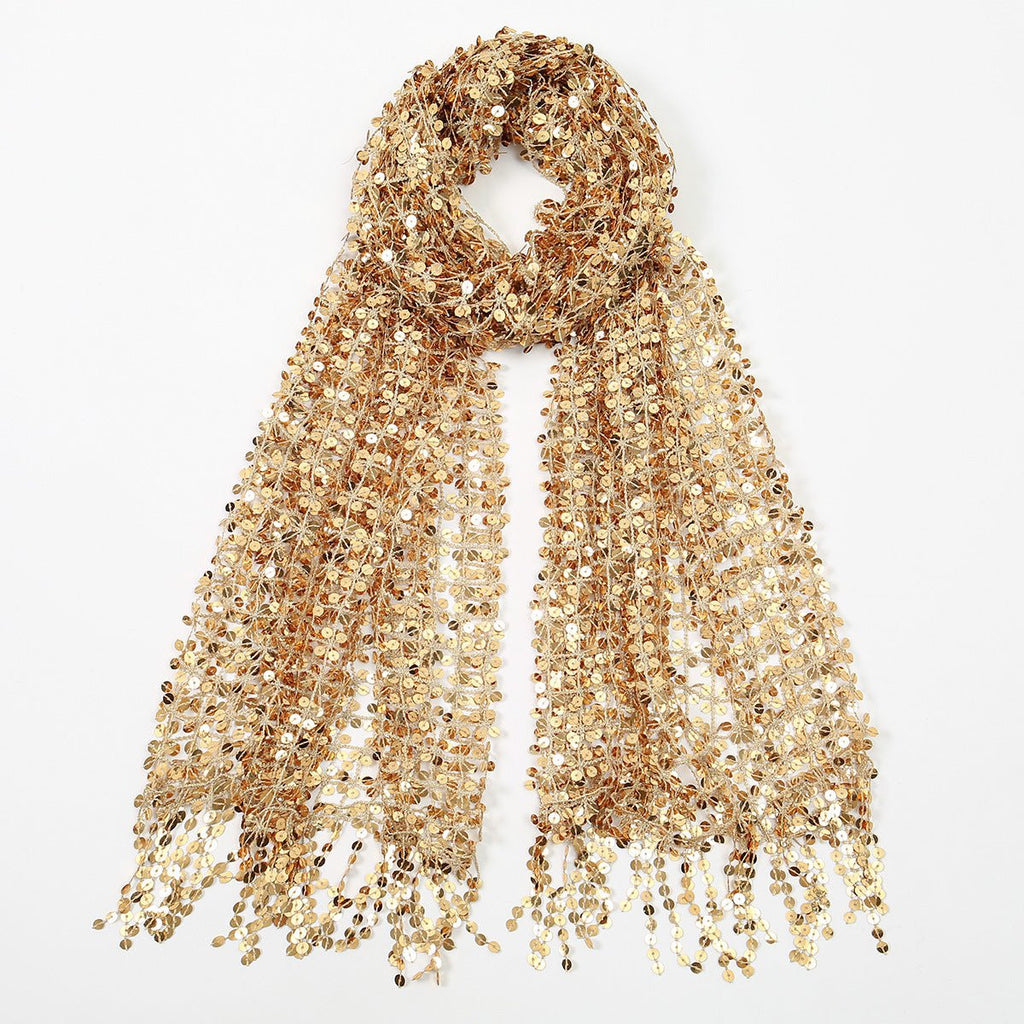 Sequin Mesh Shawl Hijab with Fringe(MH206)