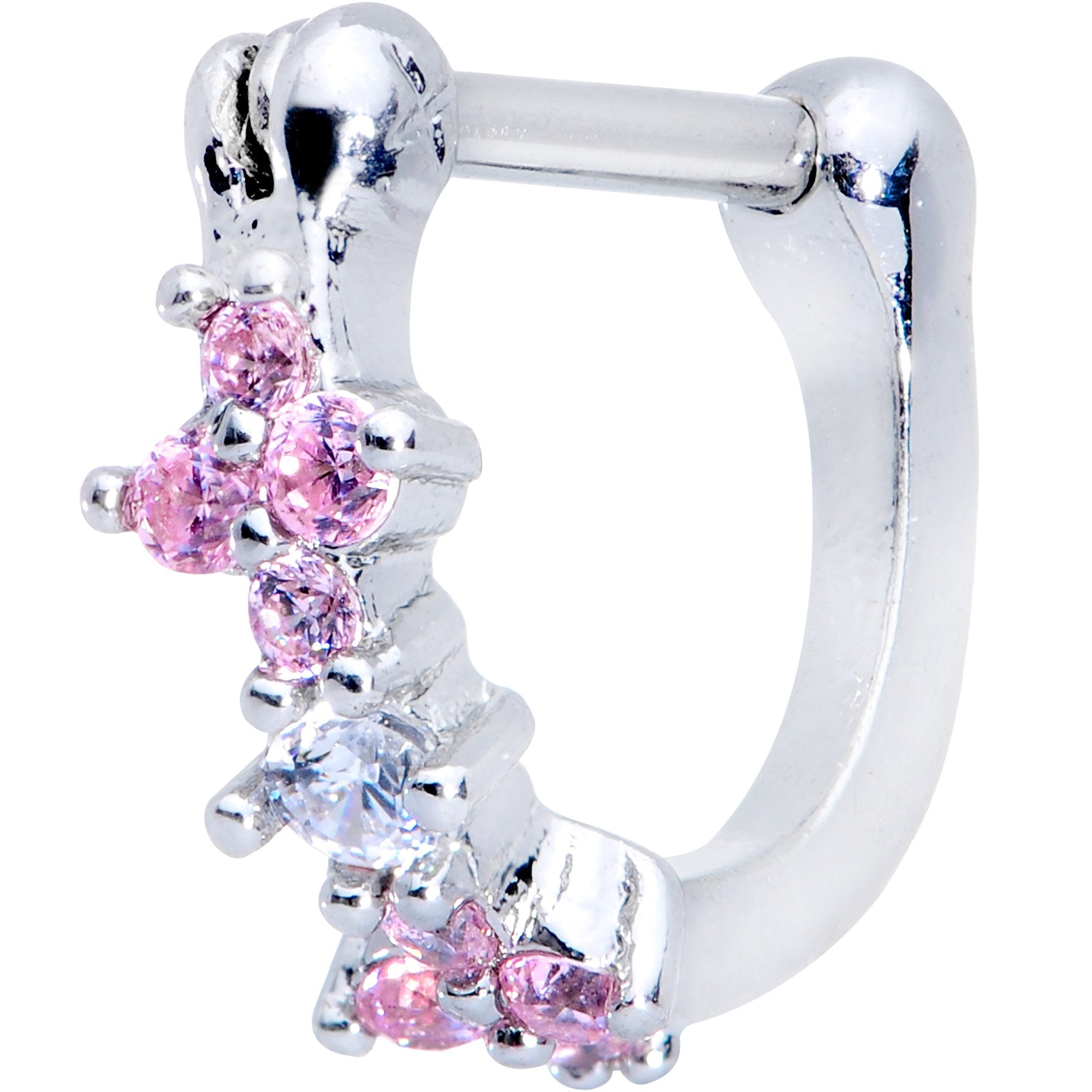 BodyCandy 16G 1/4 Clear Pink Gem Hinged Cartilage Clicker — main product shot