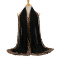 Mariam's Collection Solid Color Leopard-Print Embellished Crinkle Scarf Hijab (MH181) — construction detail