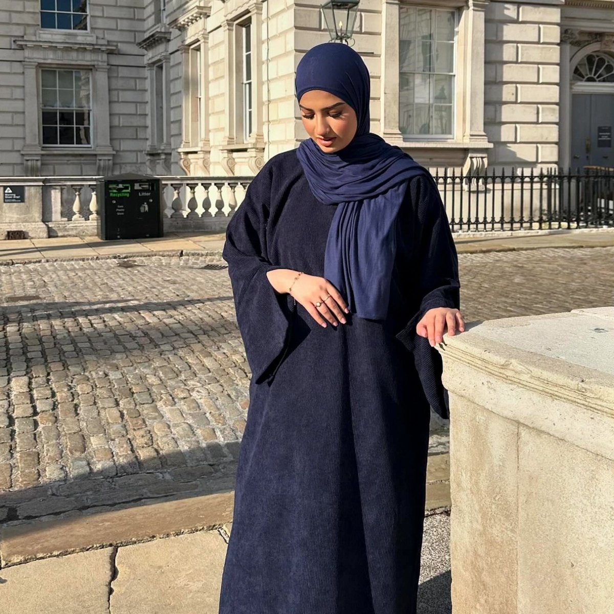 Mariam's Collection Solid Color Simple Corduroy Abaya | Warm Modest Corduroy Abaya for Autumn or… — detail shot 9