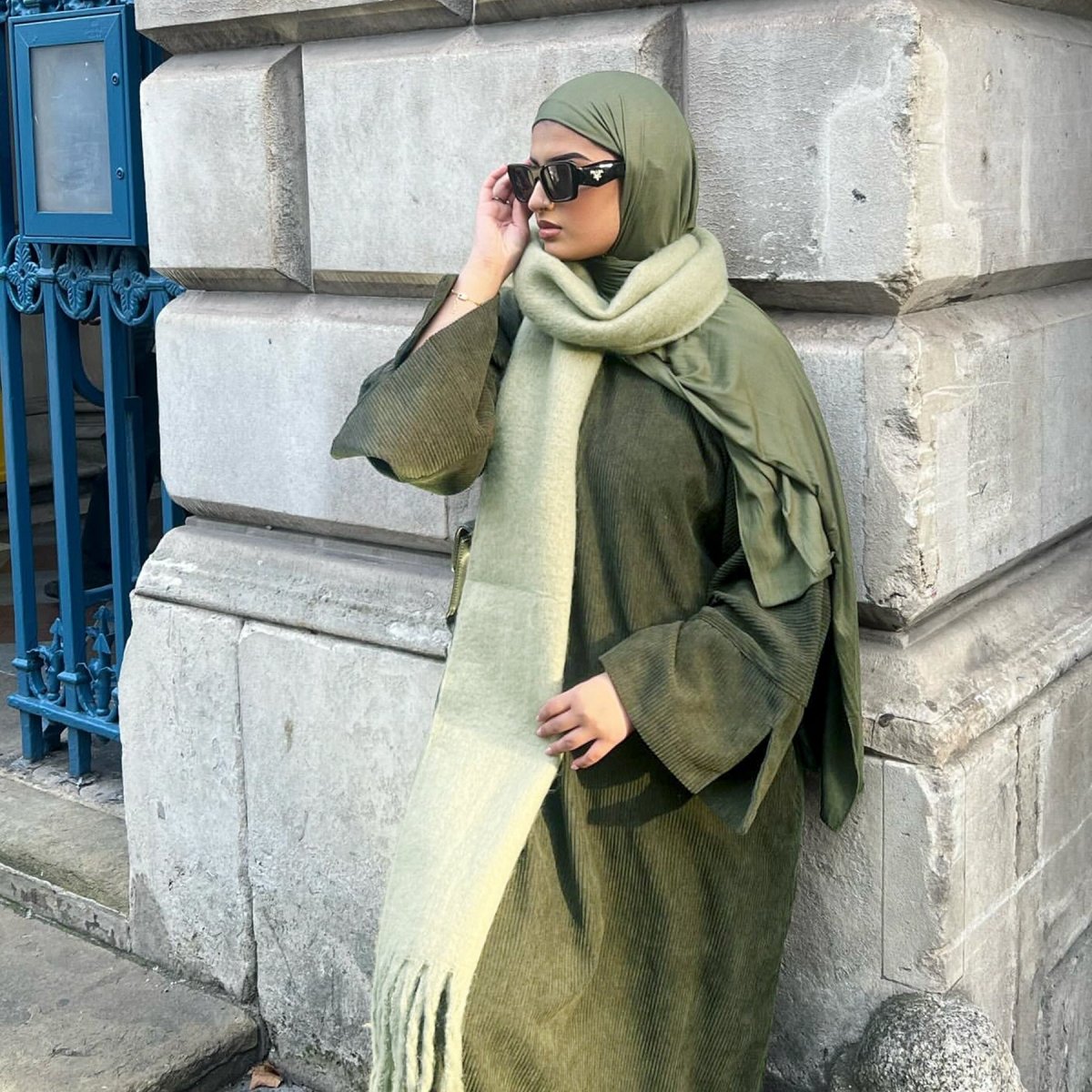 Mariam's Collection Solid Color Simple Corduroy Abaya | Warm Modest Corduroy Abaya for Autumn or… — detail shot 8
