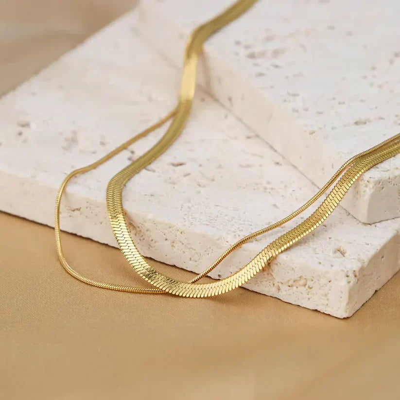 SORI STYLE Double Layer Snake Chain Necklace — alternative angle