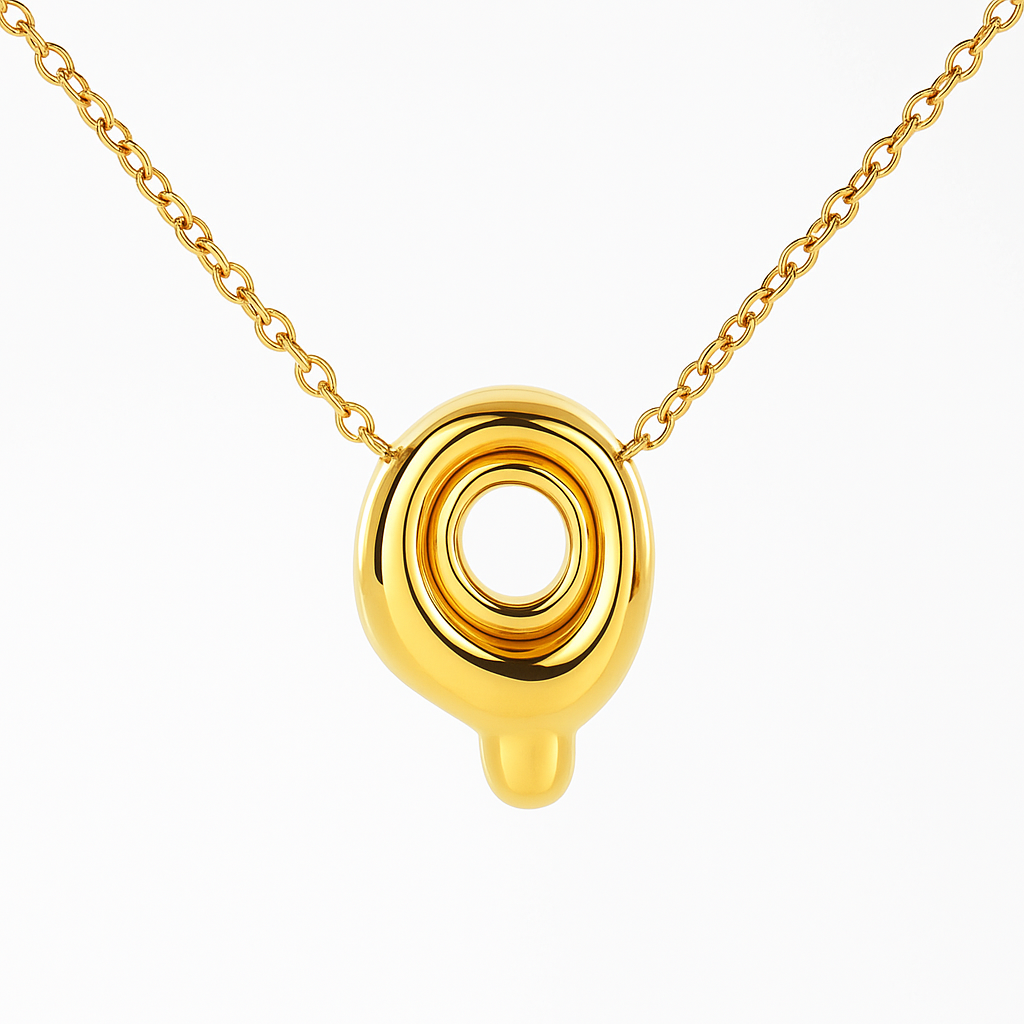 SORI STYLE Initial Bubble Letter Necklace — back view
