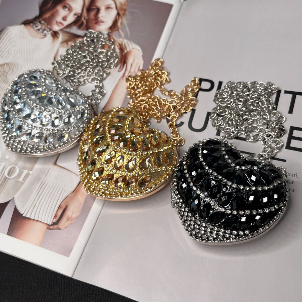 Mariam's Collection Sparkling Heart-Shaped Crossbody Bag Everyday Glam Diamond-Studded Mini Purse… — main product shot