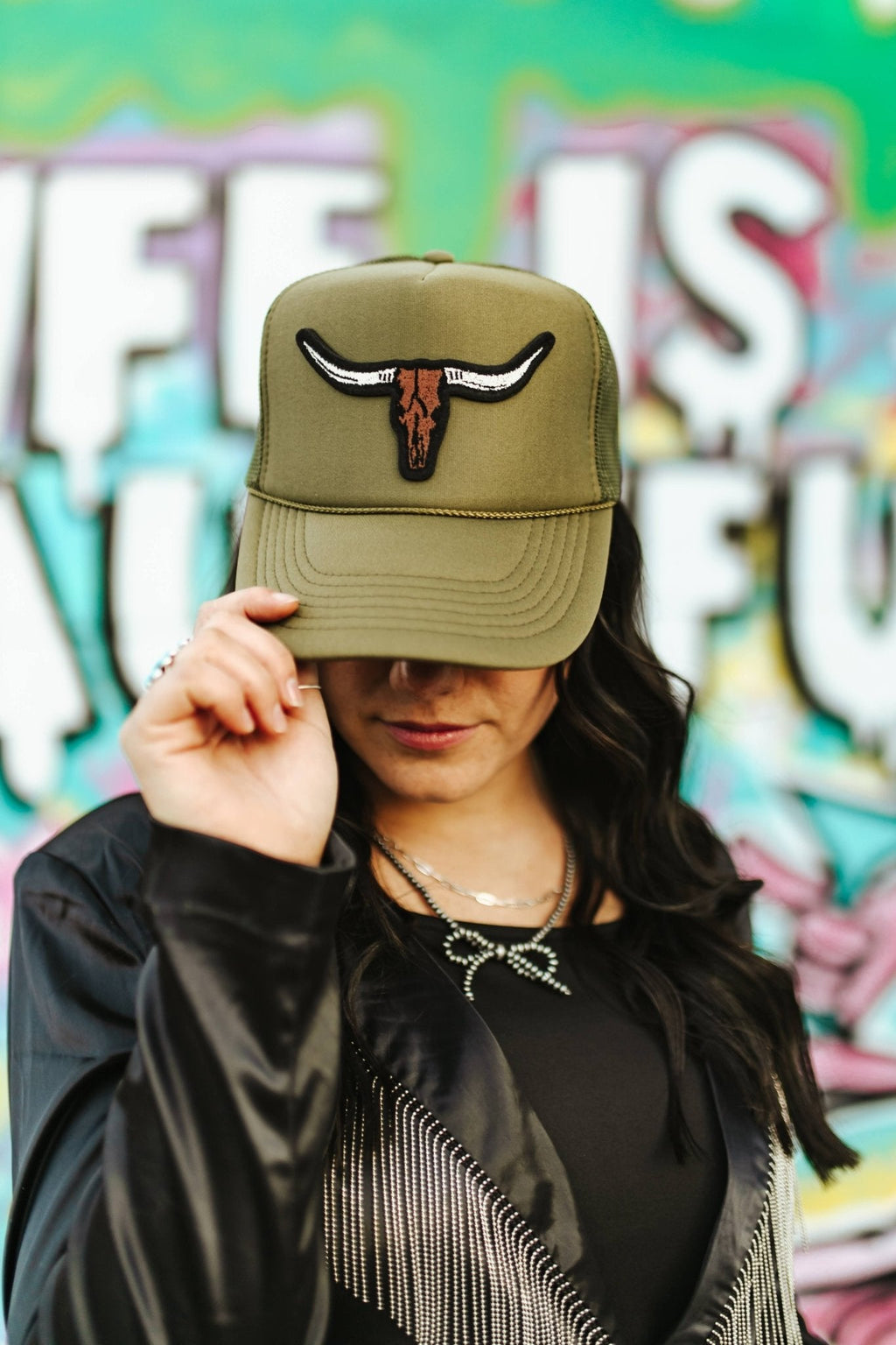 Wild Junkie Steer Skull Patch Trucker Hat — main product shot