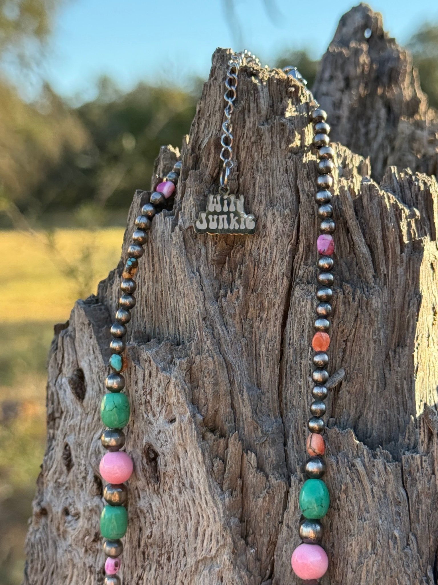 Wild Junkie Sterling Silver Sweet Serenity Beaded Necklace — back view