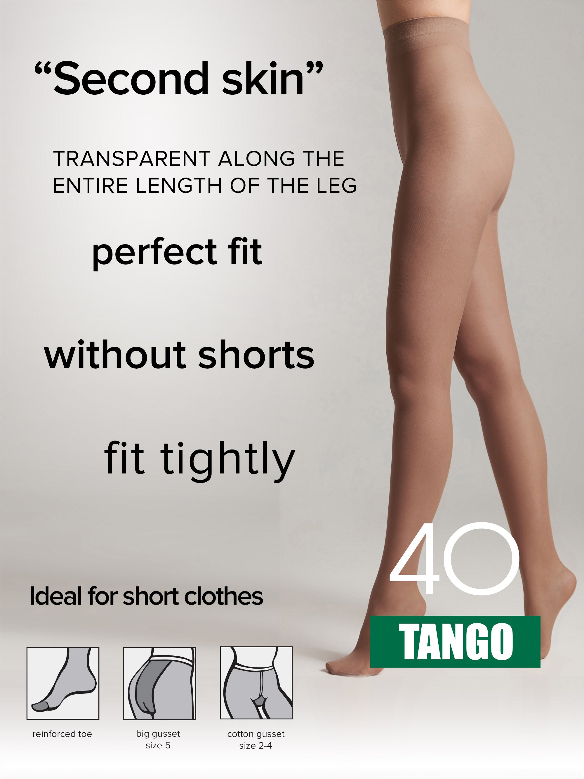 TheRanok.com Tights Conte Tango 40 Den - Sheer to Waist Satin Shine — back view