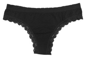 Scalloped Dot and Lace Seamless Tag Free Thong