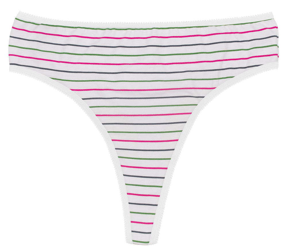 Love Libby Panties Printed Cotton High Waist Thong with Picot Trim — main product shot