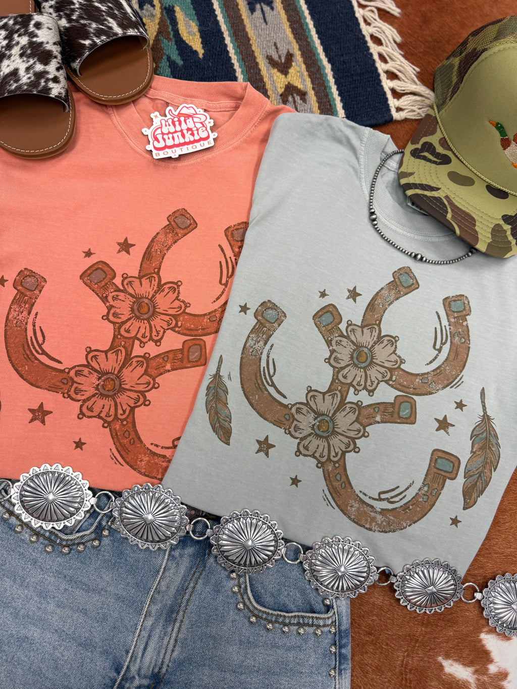Wild Junkie Floral Horseshoe Graphic Tee - Terracotta — graphic tees category context