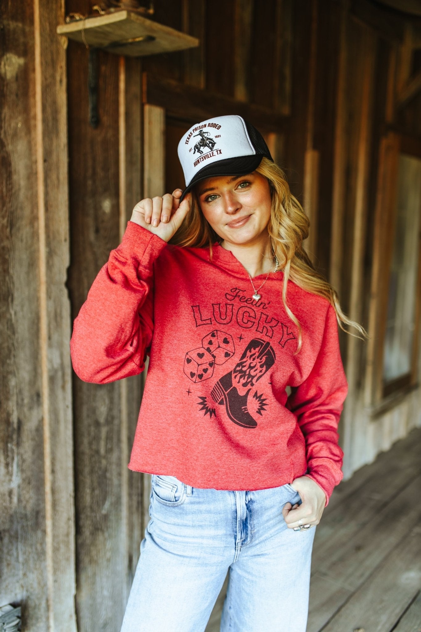Wild Junkie Texas Prison Rodeo Trucker Hat — lifestyle context