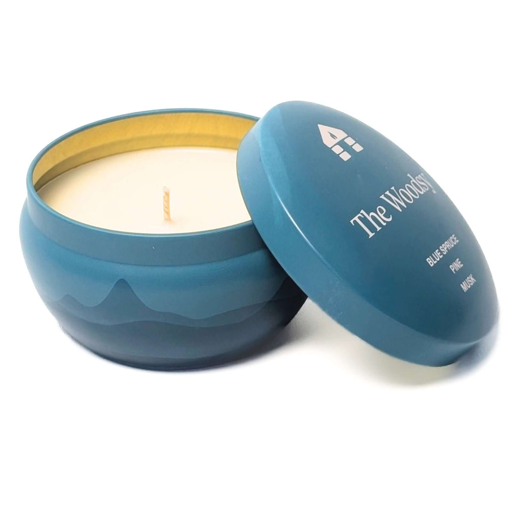 Bluecorn Candles Scented Candle Tins - Aromática - 8oz — lifestyle context