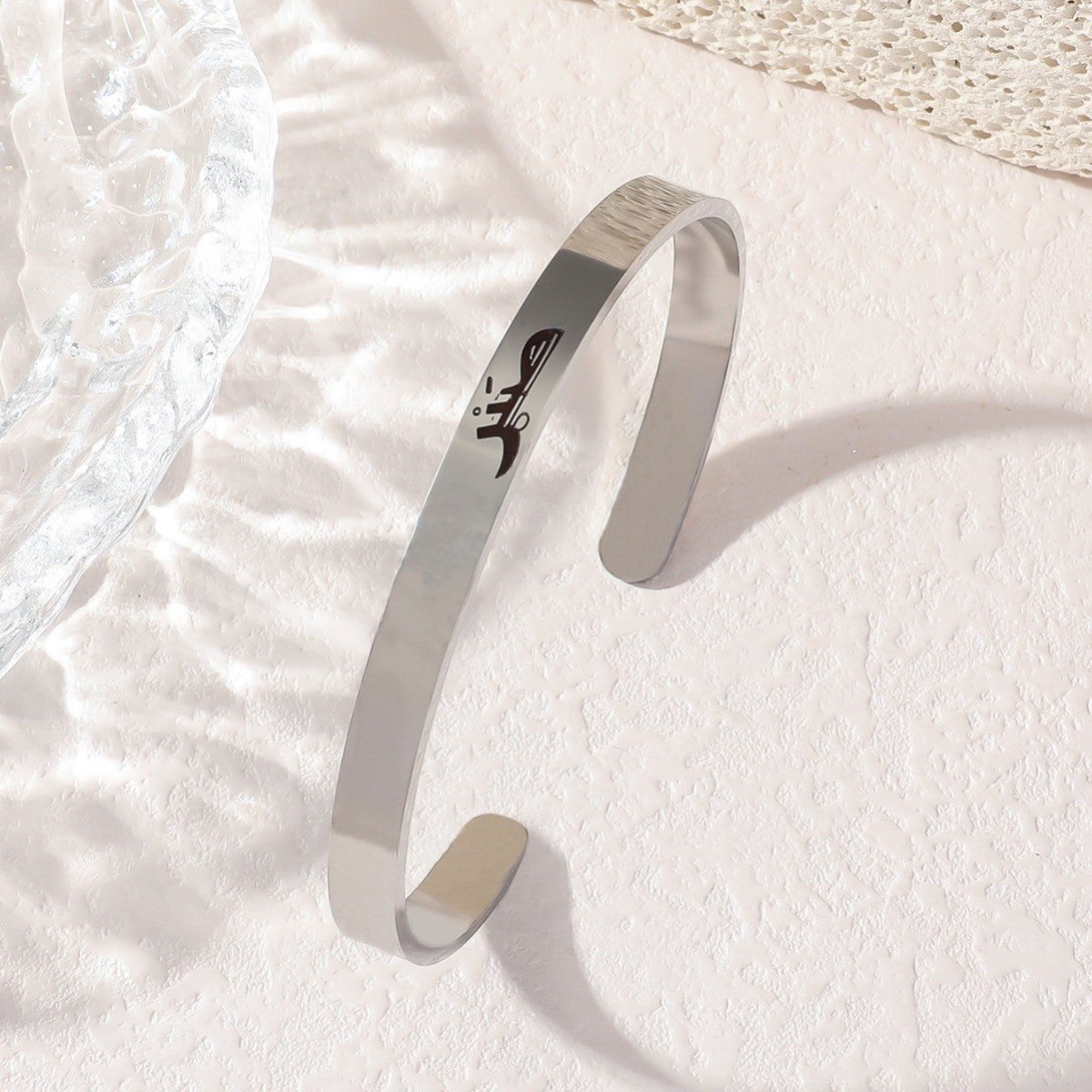 Mariam's Collection Titanium Steel Letter C Shape Open Bracelet(MAC229)(WITH GIFT BOX) — detail shot 6