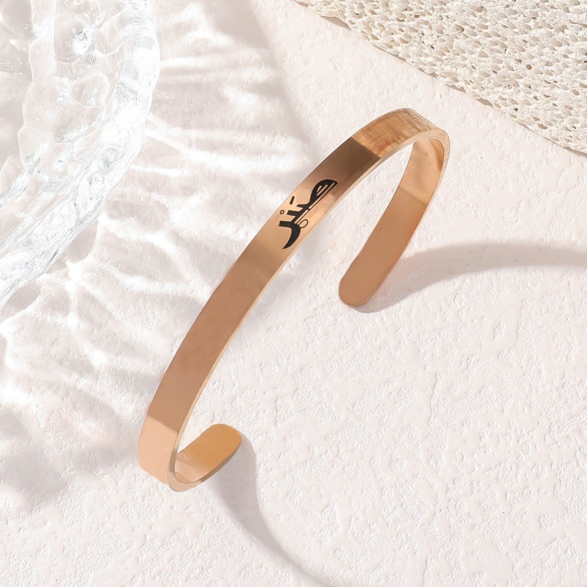 Mariam's Collection Titanium Steel Letter C Shape Open Bracelet(MAC229)(WITH GIFT BOX) — detail shot 7