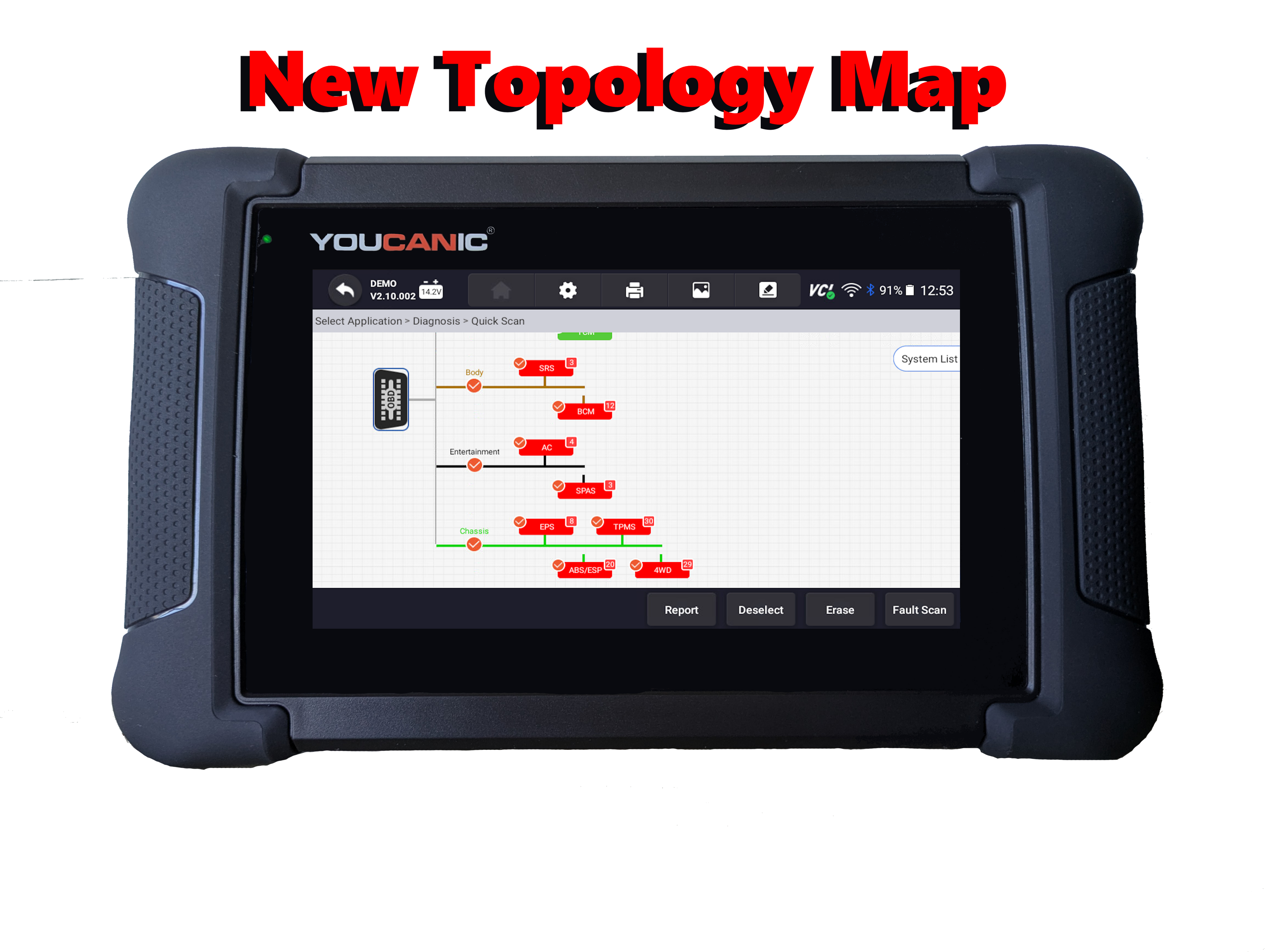 YOUCANIC UCAN-II Pro OBD2 Scanner — OBD2 connector and accessories