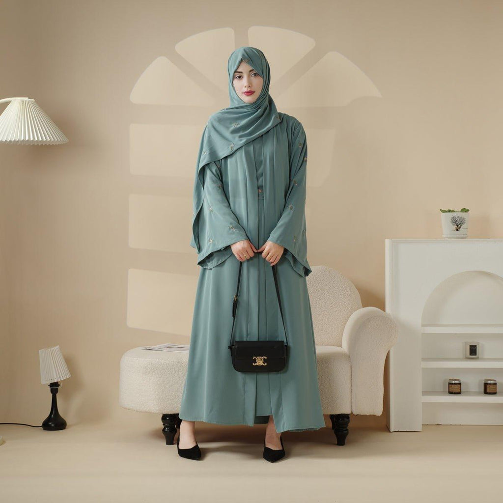 Mariam's Collection Mariam's Collection Tulip Embroidery Open Abaya 4-Piece Set (MOA051) — main product shot