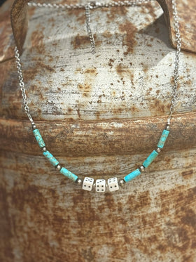 Sterling Silver Slot Dice Necklace