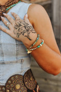 Wild Junkie Turquoise And Gold Beaded Bracelet — main product shot