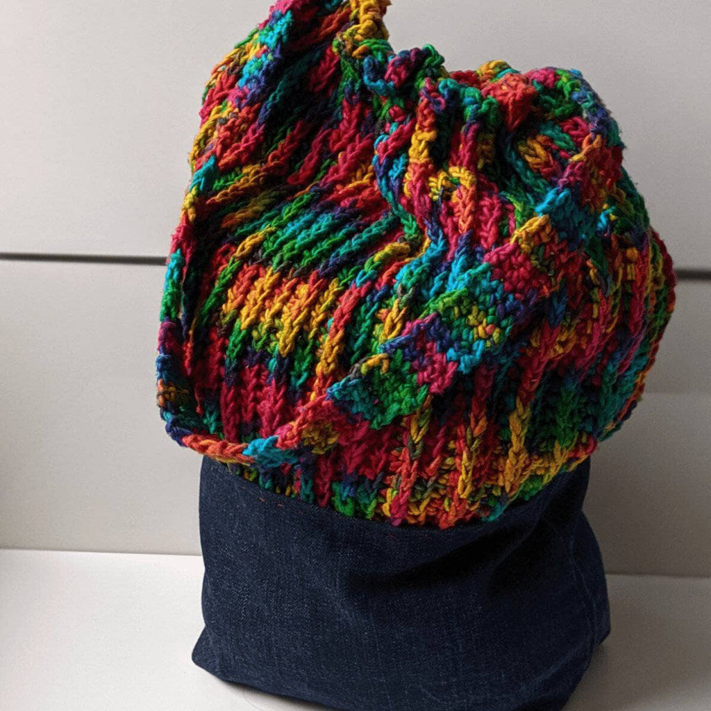 Darn Good Yarn Darn Good Yarn Upcycled Denim Bag Crochet Kit — construction detail