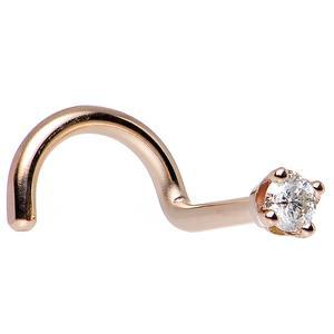BodyCandy 14k Rose Gold 2mm Lab Grown Diamond Nose Ring — side view