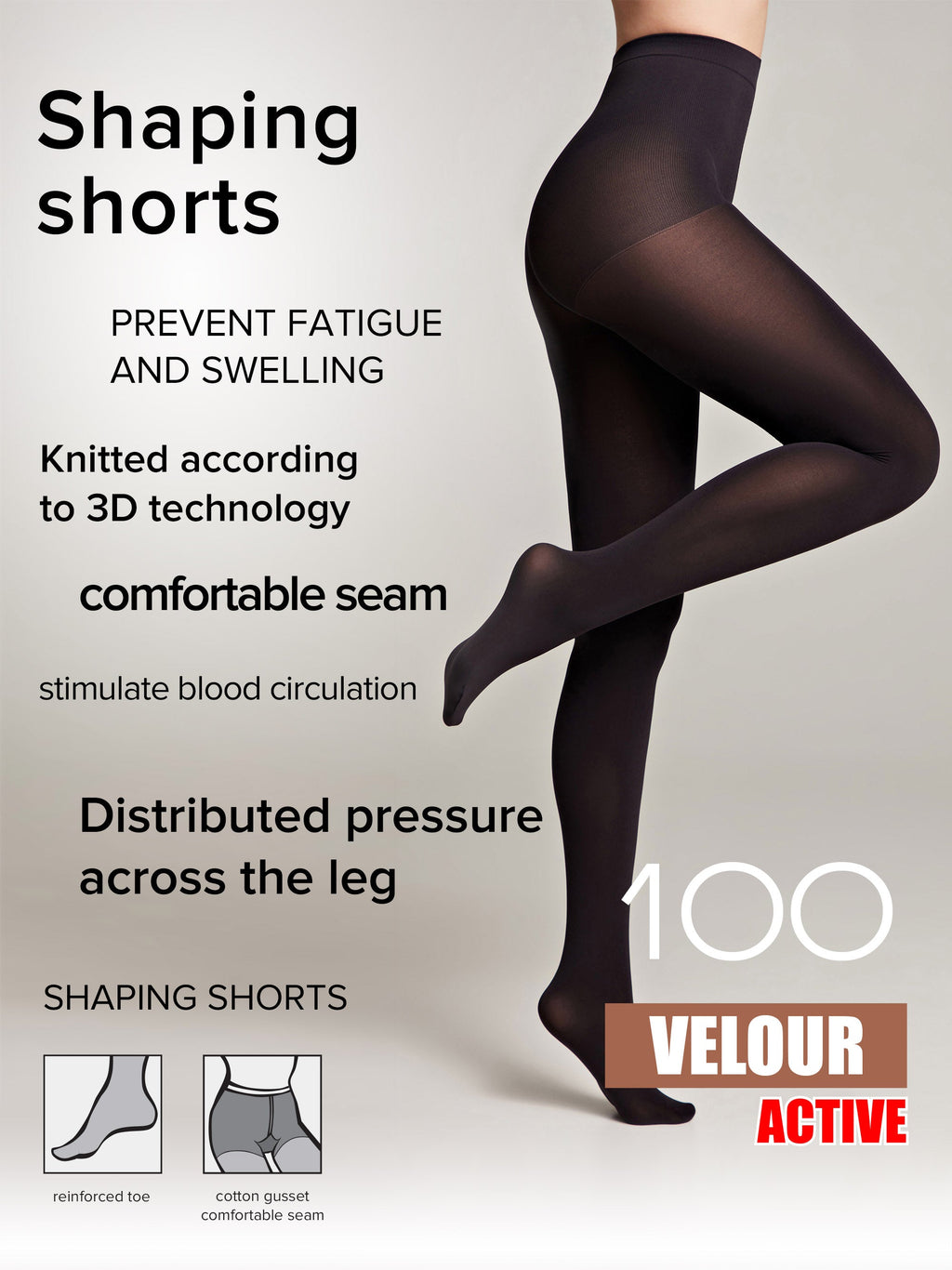 TheRanok.com Tights Conte Velour Active 100 Den - Matte Support & Compression — in-use photo