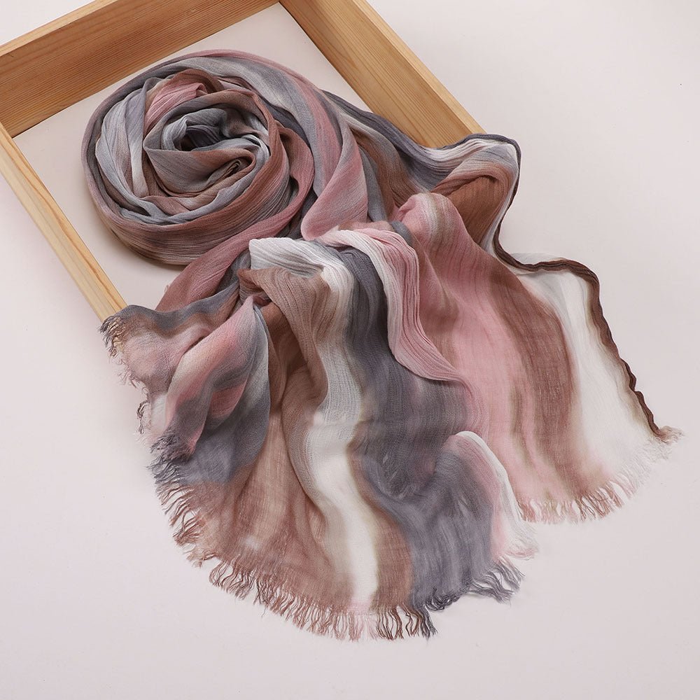 Mariam's Collection Versatile Printed Striped Pleated Shawl Hijab (MH180) — main product shot