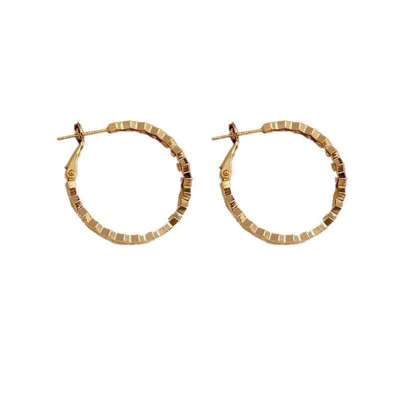 Mariam's Collection MAC147 Vintage Style Zircon Inlaid Hoop Earrings Elegant — detail shot 6