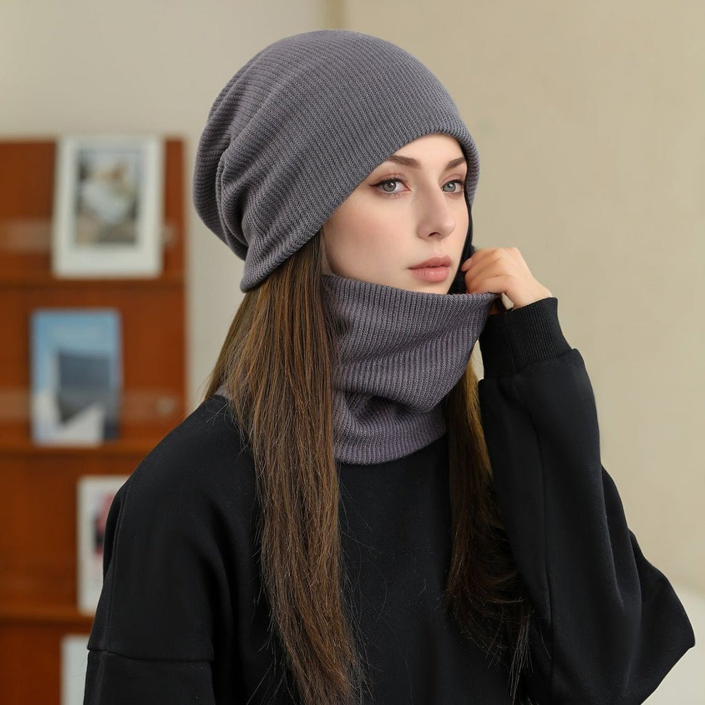 Mariam's Collection Mariam's Collection Warm Knit Beanie with Looped Scarf Set (MAC299) — construction detail
