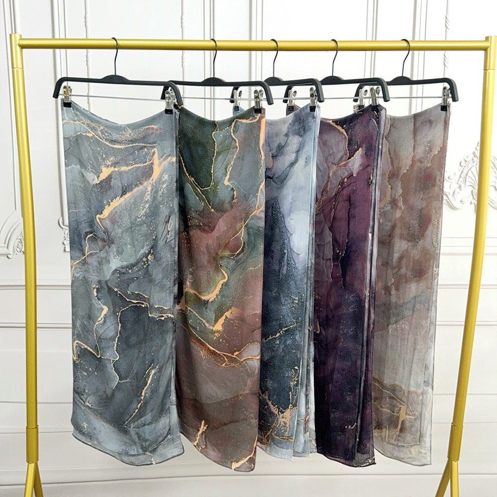 Mariam's Collection Watercolor Artistic Modal Hijab with Painted Floral Motifs (MH144) — detail shot 8