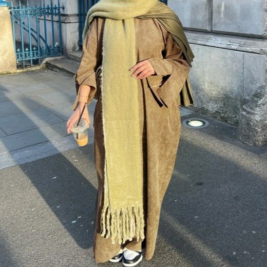 Wide Sleeve Corduroy Abaya (MA045)