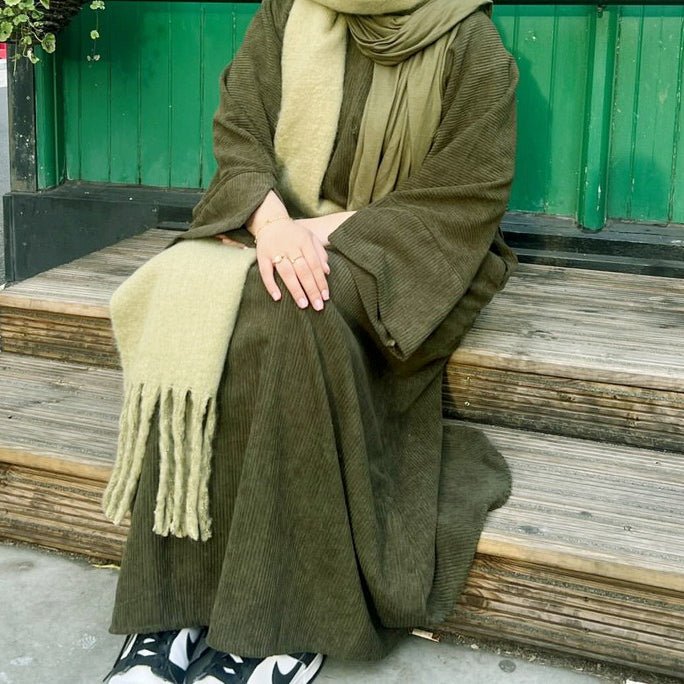 Wide Sleeve Corduroy Abaya (MA045)