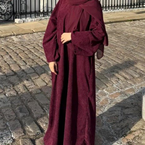 Wide Sleeve Corduroy Abaya (MA045)