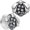 BodyCandy 18mm Clear Gem Steel Allow Me Ladybug Double Flare Tunnel Plug Set — main product shot