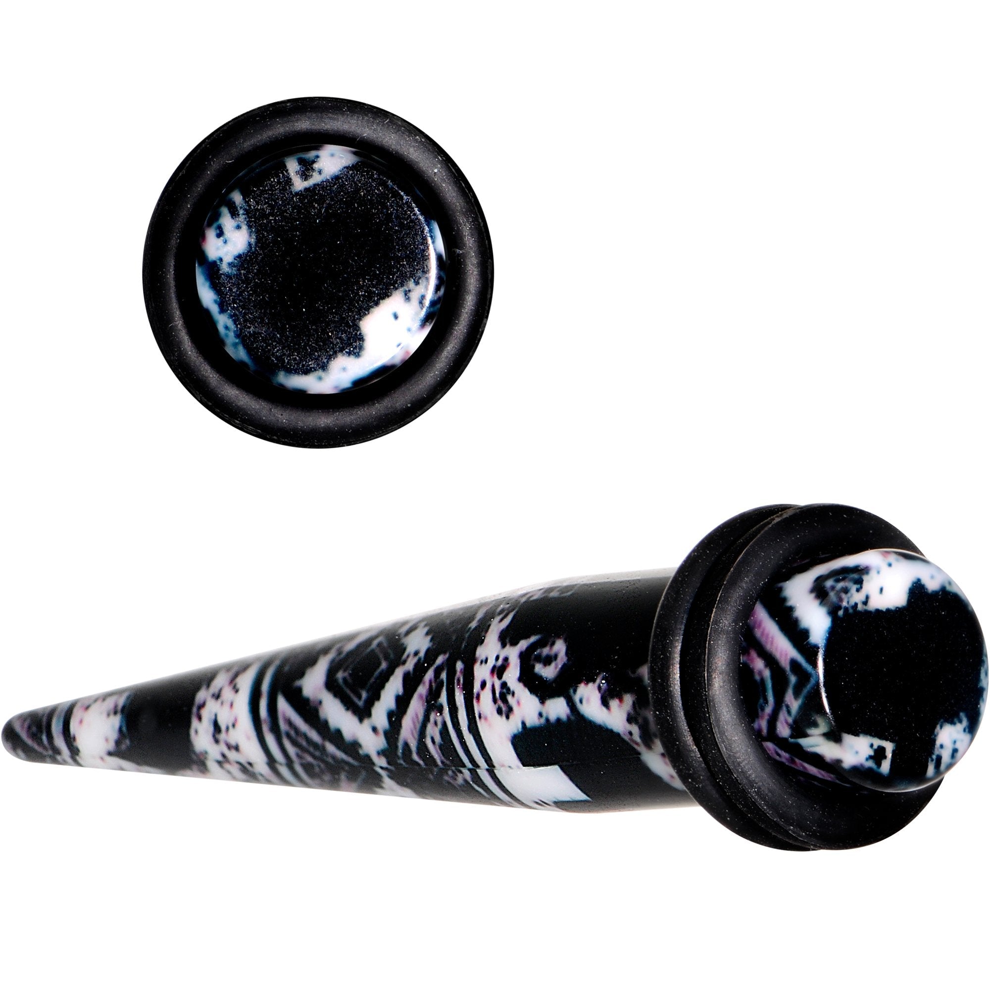 BodyCandy Black Acrylic Southwest Weave Straight Taper Set 3mm to 16mm — main product shot