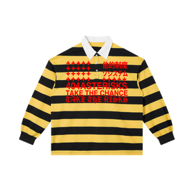 404ASTERISKS Collared Color Block Stripe Polo Shirt Streetwear