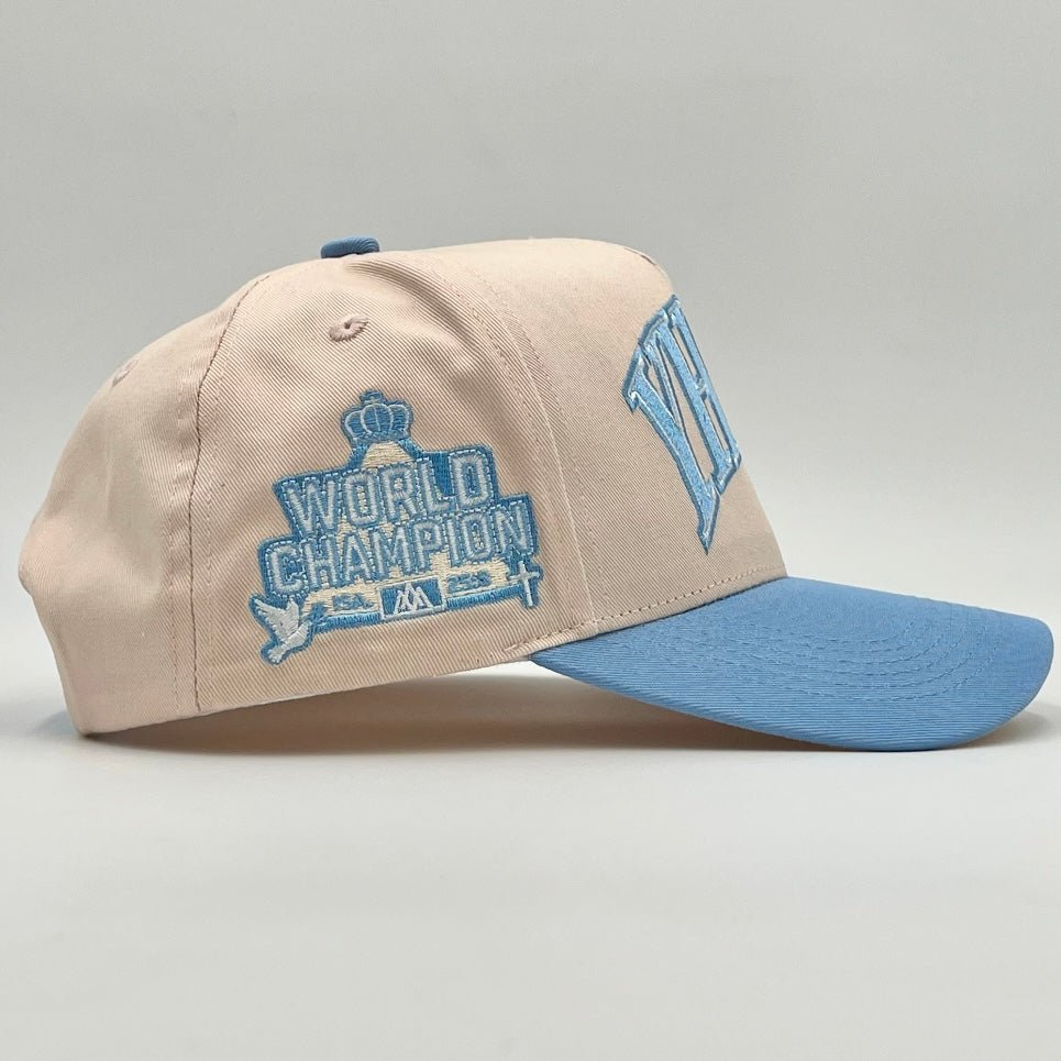 Malta Apparel ‘YHWH’ Structured SnapBack - Cream/Baby Blue — lifestyle context