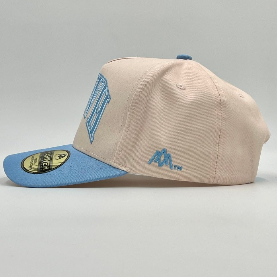 Malta Apparel ‘YHWH’ Structured SnapBack - Cream/Baby Blue — back view