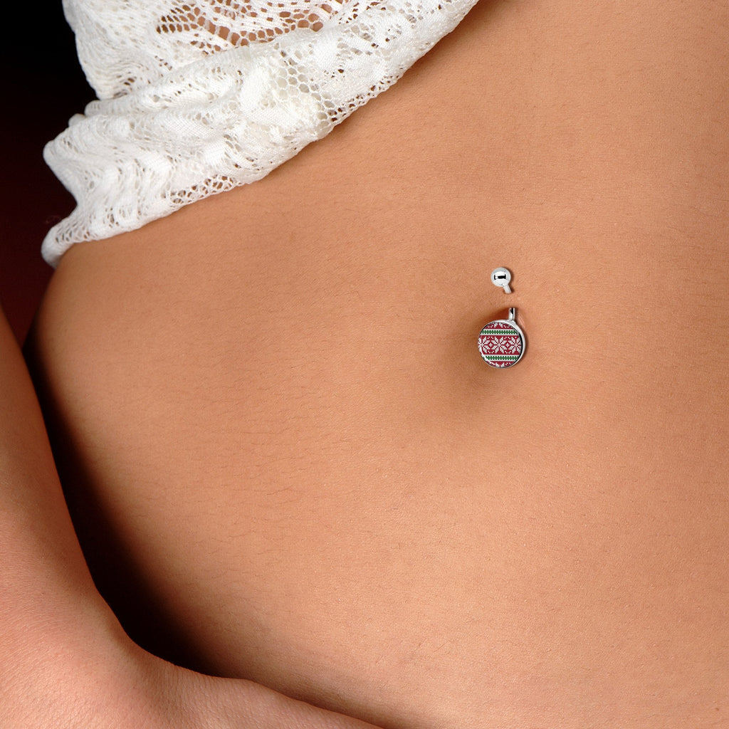 BodyCandy Red Green Christmas Sweater Belly Ring — alternate view